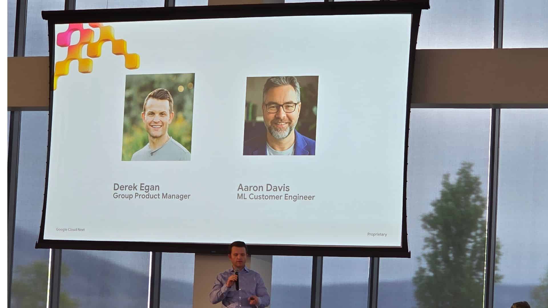 Google speakers. Derek Egan, Aaron Davis